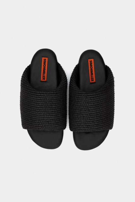  사이먼밀러 뮬/슬리퍼 사이먼 밀러 라피아 버블 슬라이드 블랙 - SIMONMILLER