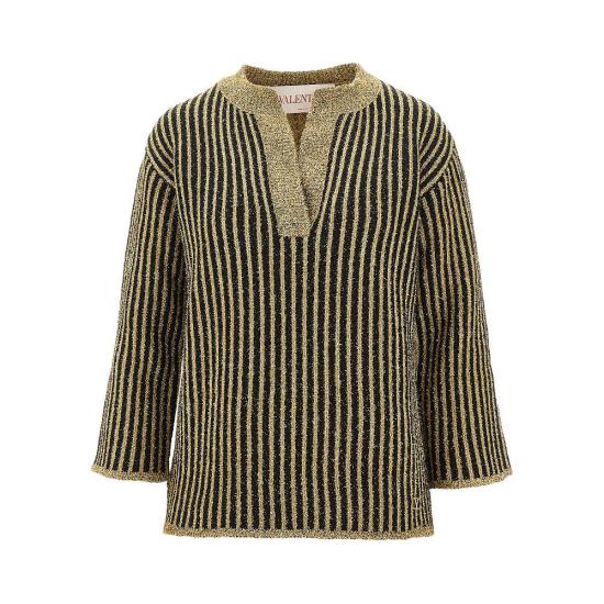  발렌티노 가라바니 니트웨어 VALENTINO 메탈라이즈드 스트라이프 스웨터 여성 멀티컬러