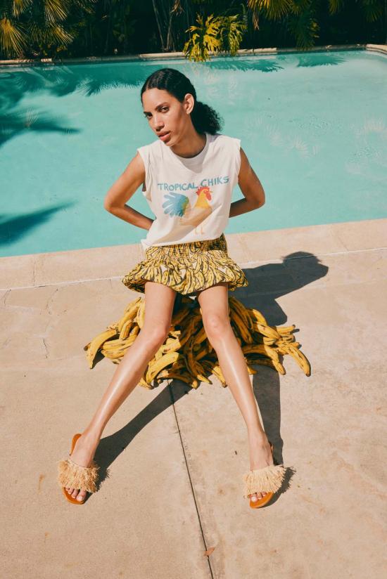  사이먼밀러 민소매 티셔츠 사이먼 밀러 트로피컬 치킨 그래픽 탱크 트로피컬 치킨 그래픽