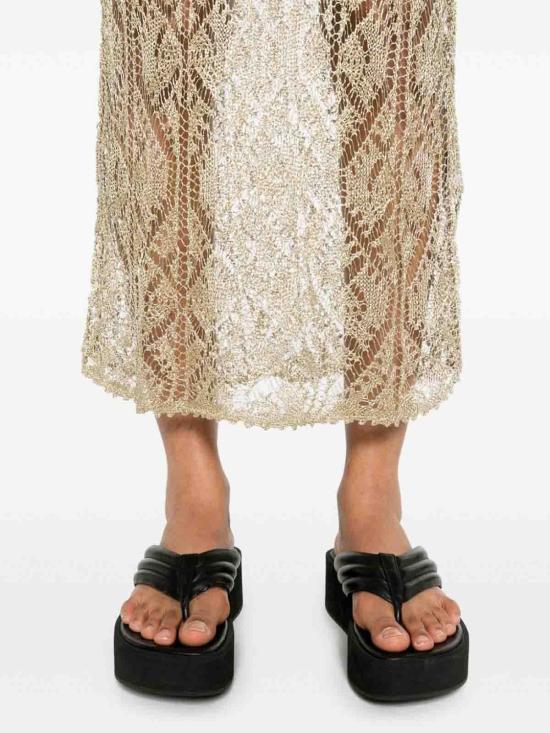  가니 롱 원피스 K2234314 Gold - GANNI