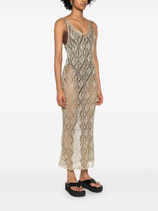  가니 롱 원피스 K2234314 Gold - GANNI