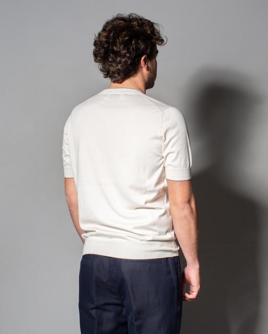 25SS 브루넬로 쿠치넬리 콘트라스트 디테일 코튼 니트 티셔츠 M29805200 CXV04 - BRUNELLO CUCINELLI