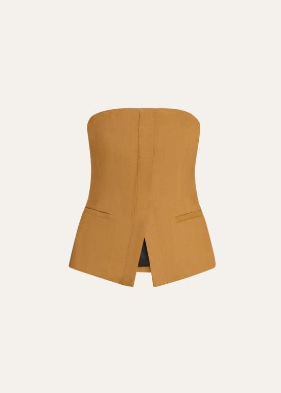  에이엘씨 민소매 티셔츠 A.L.C. 르네 스트랩리스 스트레치 리넨 탑 코퍼 - A.L.C.