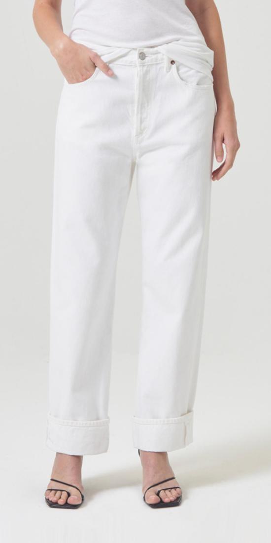  에이골디 데님 팬츠 아골드 프랜 로우 슬렁 스트레이트 진 밀크셰이크 - AGOLDE