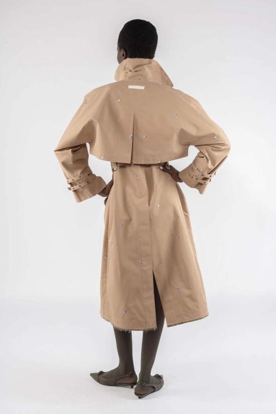  오오에프 트렌치 코트 우프 자수 가바딘 트렌치 카키 - OOF