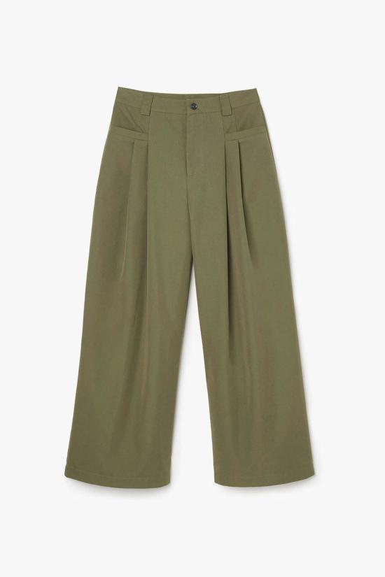  오오에프 스트레이트 팬츠 우프 가바딘  아미 그린 - OOF