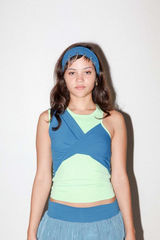  케이코 블라우스 KK Co 트위스트 스포츠 탱크 리첸 & 라군 - KKCO