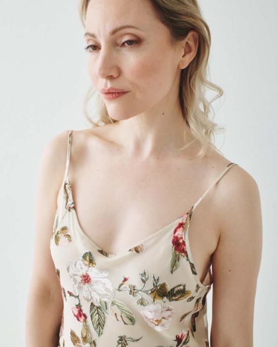  T.W.I.N. 라운지 웨어 번아웃 바이어스 컷 슬립 드레스 오프 화이트 - OTHER BRANDS