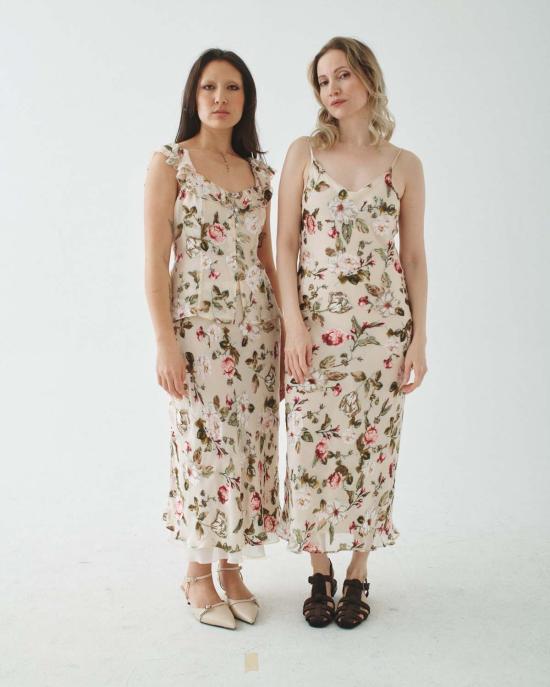  T.W.I.N. 라운지 웨어 번아웃 바이어스 컷 슬립 드레스 오프 화이트 - OTHER BRANDS