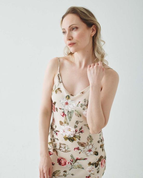  T.W.I.N. 라운지 웨어 번아웃 바이어스 컷 슬립 드레스 오프 화이트 - OTHER BRANDS