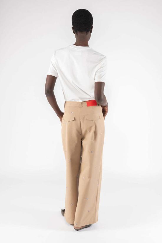  오오에프 스트레이트 팬츠 우프 자수 가바딘  카키 - OOF