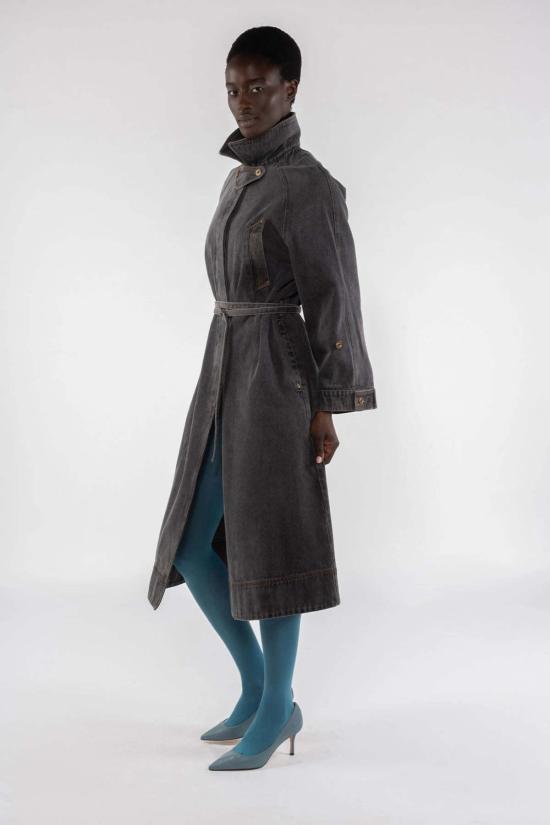  오오에프 트렌치 코트 우프 롱 데님 트렌치 그레이 - OOF