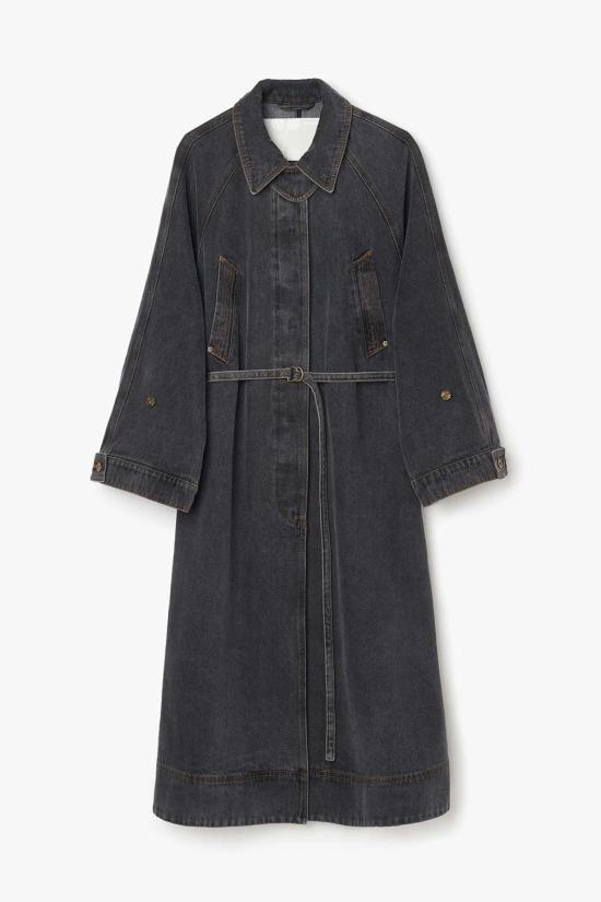  오오에프 트렌치 코트 우프 롱 데님 트렌치 그레이 - OOF