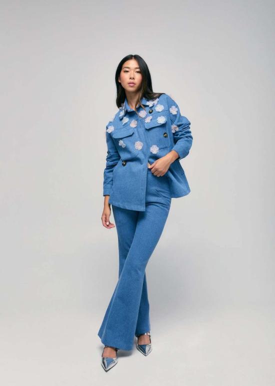  Hilary MacMillan 데님 자켓 힐러리 맥밀란 플라워 아플리케 데님 오버사이즈 재킷 - OTHER BRANDS