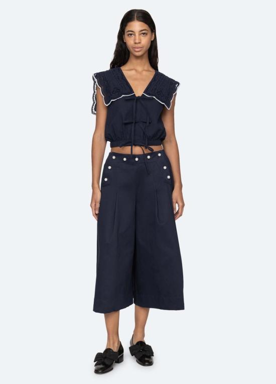  씨뉴욕 크롭 팬츠 시 나이 수젯 팬츠 네이비 - SEA NY