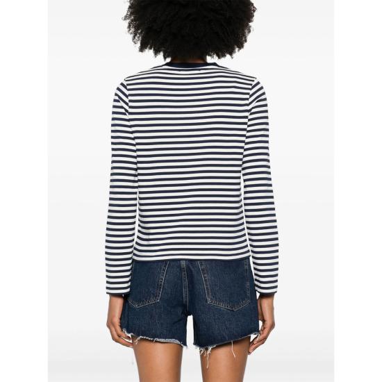 25SS 메종키츠네 긴팔 티셔츠 OW00111KA0026 INBLM BLUE WHITE - MAISON KITSUNE