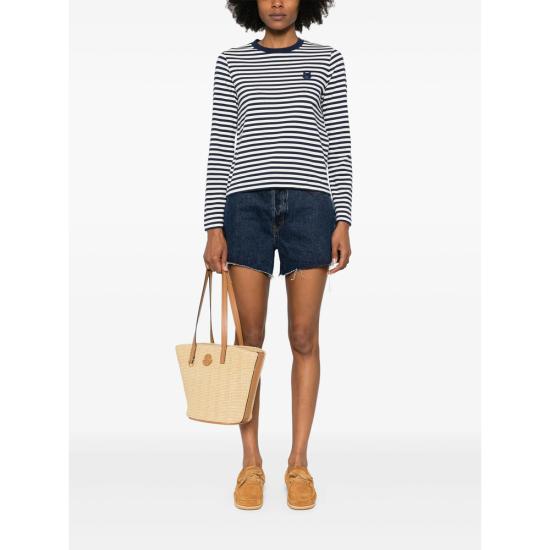 25SS 메종키츠네 긴팔 티셔츠 OW00111KA0026 INBLM BLUE WHITE - MAISON KITSUNE