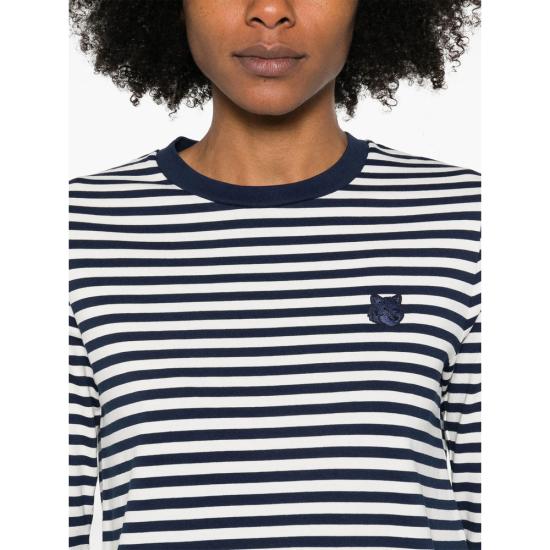 25SS 메종키츠네 긴팔 티셔츠 OW00111KA0026 INBLM BLUE WHITE - MAISON KITSUNE