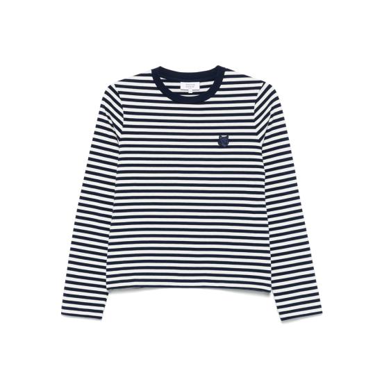 25SS 메종키츠네 긴팔 티셔츠 OW00111KA0026 INBLM BLUE WHITE