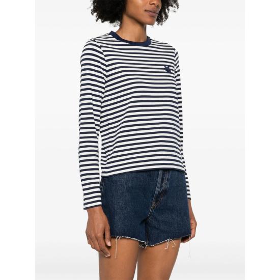 25SS 메종키츠네 긴팔 티셔츠 OW00111KA0026 INBLM BLUE WHITE - MAISON KITSUNE