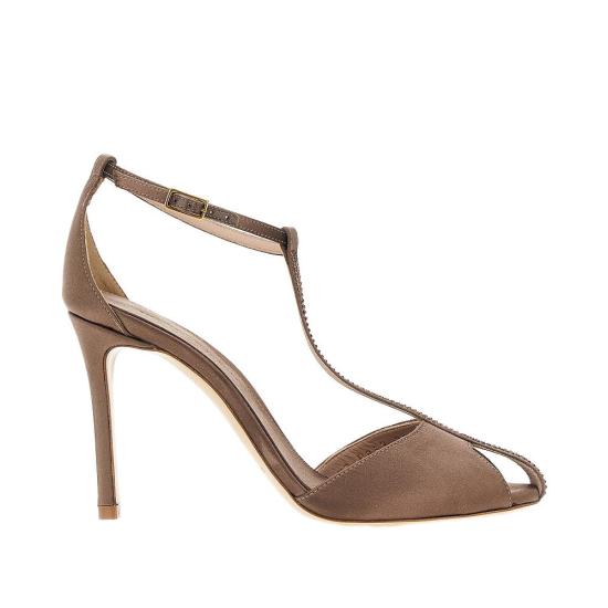  엠포리오 아르마니 힐/펌프스 새틴 T바 힐 샌들 여성 브라운