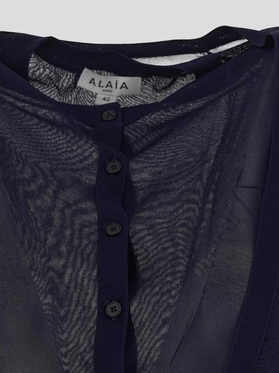 25SS 알라이아 긴팔 티셔츠 AA9S0343 K053A537 Minuit - ALAIA