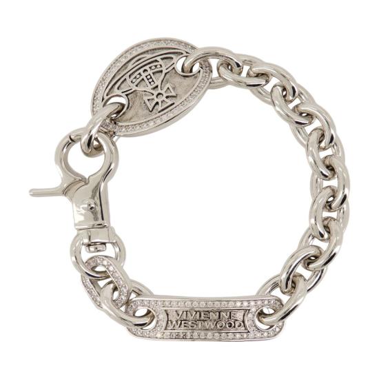 25SS 비비안웨스트우드 팔찌 6102023Z 02P156 P156 ANTIQUE PLATINUM WHITE CZ silver