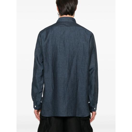 25SS 니들스 긴팔 셔츠 QV291 BLUE DOM - NEEDLES