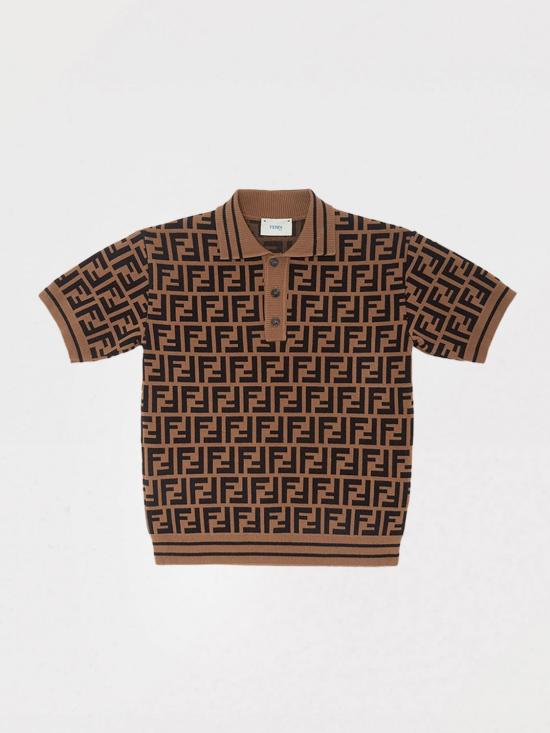 25FW [키즈] 펜디 폴로 셔츠 JMG094AEYD F15B6 Brown