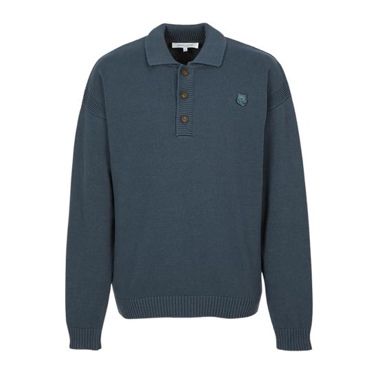 25SS 메종키츠네 볼드 폭스 헤드 패치 컴포트 폴로 셔츠 OM00202KT1099 0076 SLATE GREY