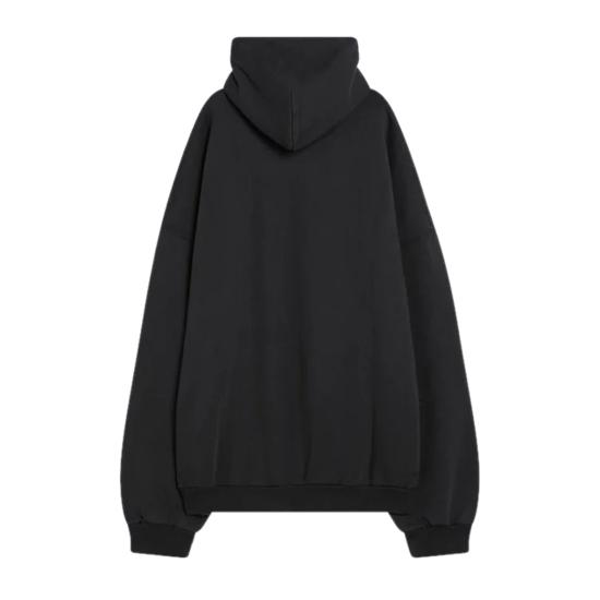 25SS 발렌시아가 로고 프린트 후드 티셔츠 803265TRVU7 9034 WASHED BLACK WHITE - BALENCIAGA