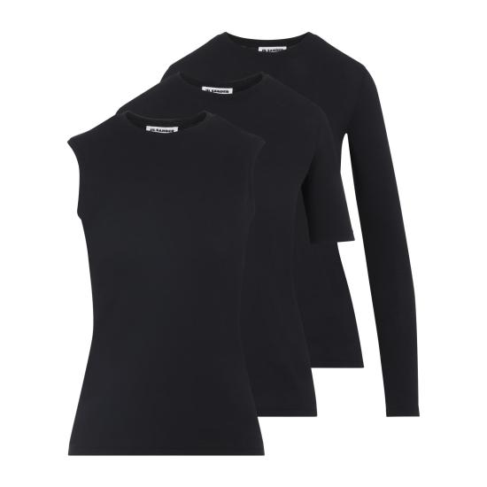 25SS 질샌더 긴팔 티셔츠 J03FV0117 J20145 001 BLACK