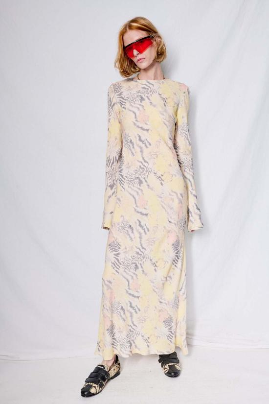  콜리나 스트라다 미디 원피스 유리 드레스 워시드 지브라 플로럴 - COLLINA STRADA