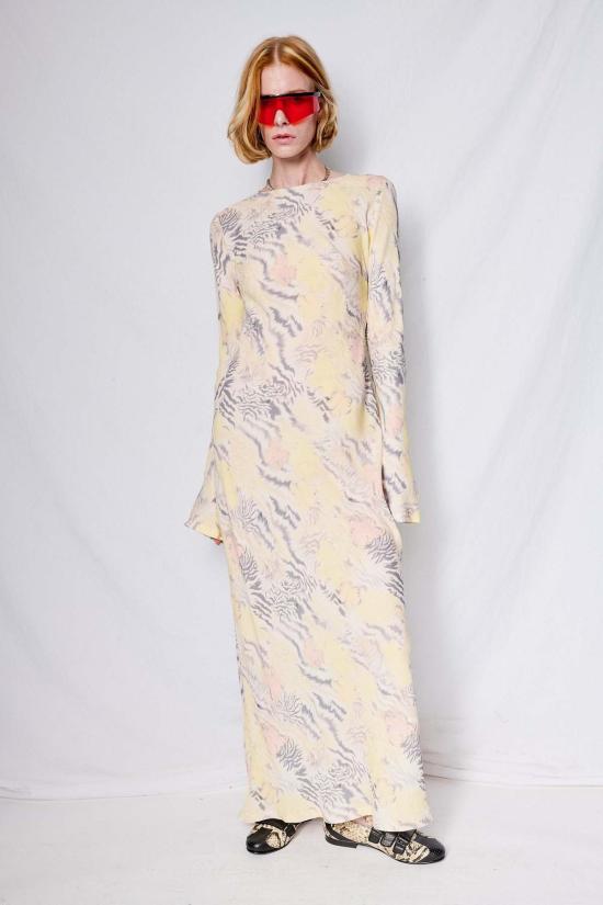  콜리나 스트라다 미디 원피스 유리 드레스 워시드 지브라 플로럴 - COLLINA STRADA