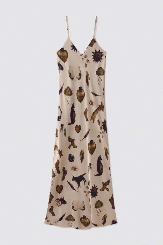  Tamarind 라운지 웨어 타마린드 실크 런드리 90년대 슬립 드레스 미라클 헤이즐넛 - OTHER BRANDS