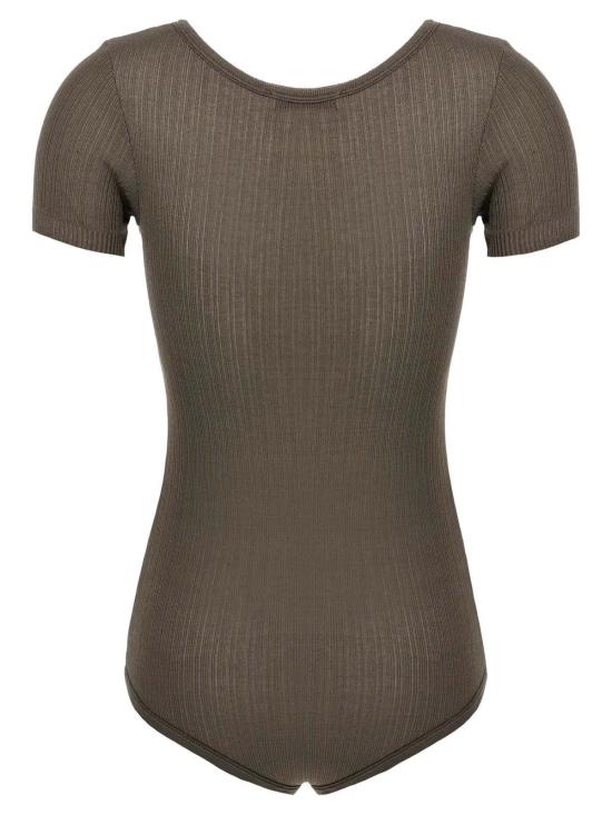  르메르 바디수트 티셔츠 버튼드 리브 바디 다크 브라운 - LEMAIRE