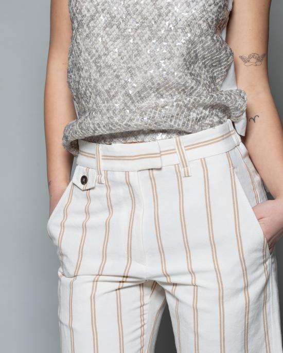 25SS 브루넬로 쿠치넬리 스트레이트 팬츠 MH551P8833 C001 BIANCO MARRONE - BRUNELLO CUCINELLI