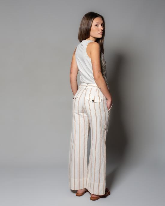 25SS 브루넬로 쿠치넬리 스트레이트 팬츠 MH551P8833 C001 BIANCO MARRONE - BRUNELLO CUCINELLI