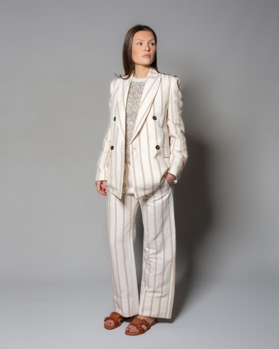 25SS 브루넬로 쿠치넬리 스트레이트 팬츠 MH551P8833 C001 BIANCO MARRONE - BRUNELLO CUCINELLI