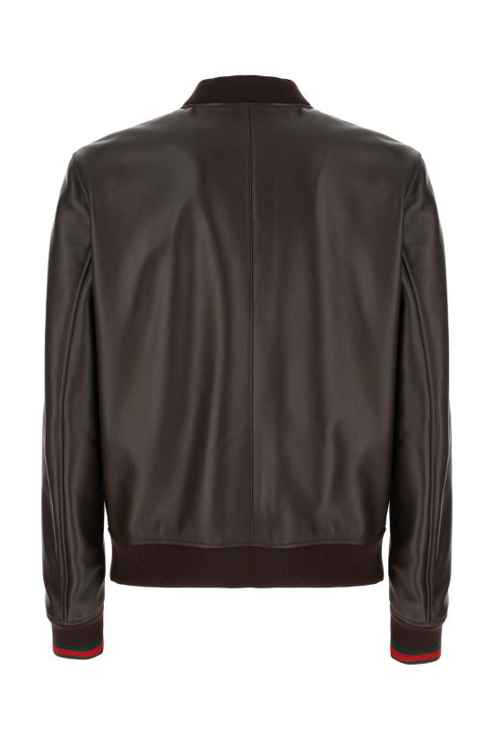 25SS 구찌 자수로고 봄버 레더 자켓 자수로고 봄버 레더  793726XNA3M 2014 Marrone - GUCCI