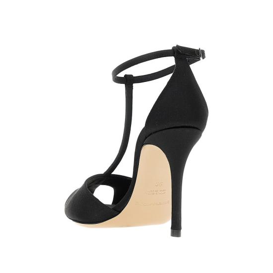  엠포리오 아르마니 힐/펌프스 새틴 T바 힐 샌들 여성 블랙 - EMPORIO ARMANI