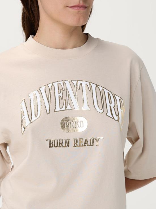 25FW 핑코 반팔 티셔츠 104604A2CS C03 Beige - PINKO