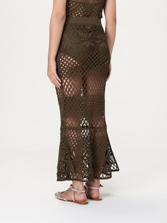 25FW 핑코 롱 스커트 104732A2FF X26 Green - PINKO