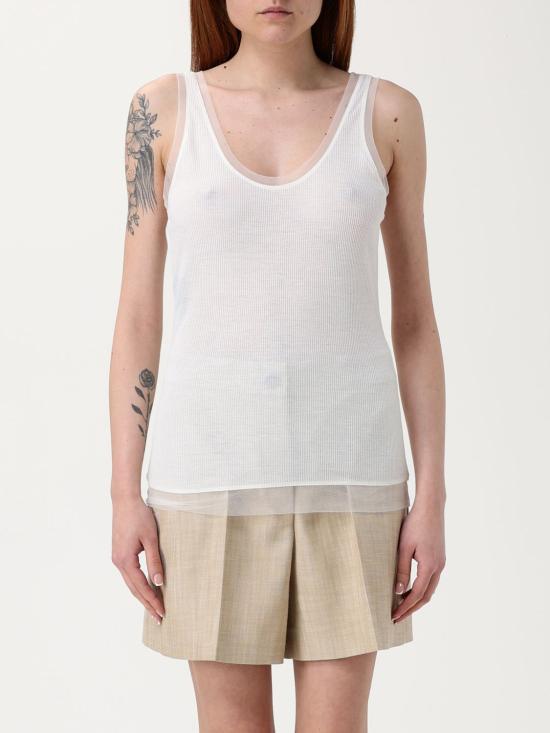 25FW 핑코 민소매 티셔츠 105168A2LU Z04 White