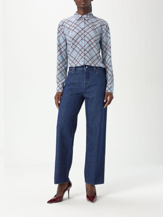 25FW 구찌 라벨 스트레이트 핏 데님 812233XDC83 4100 Denim - GUCCI