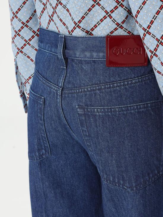 25FW 구찌 라벨 스트레이트 핏 데님 812233XDC83 4100 Denim - GUCCI