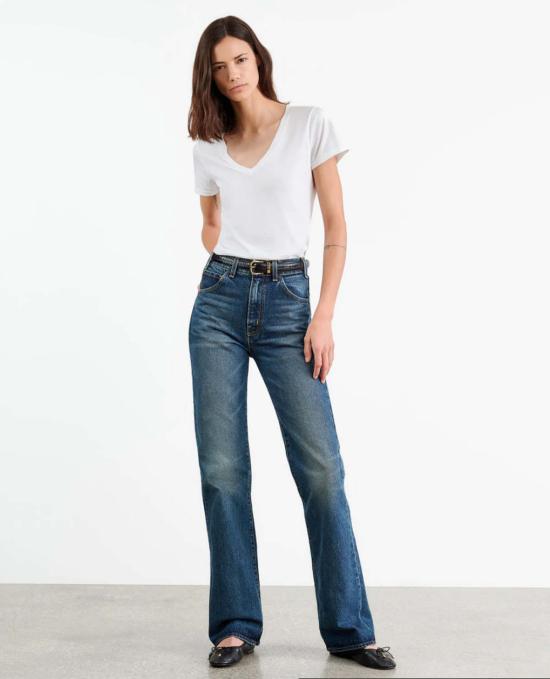  닐리로탄 반팔 티셔츠 Nili Lotan Carol V 넥 티셔츠 화이트 - NILI LOTAN