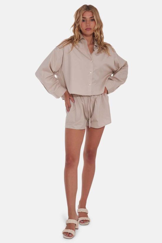  The Tile Club 후드 티셔츠 타일 클럽 간셋 팝린 크롭 셔츠 베이지 - THE TILE CLUB