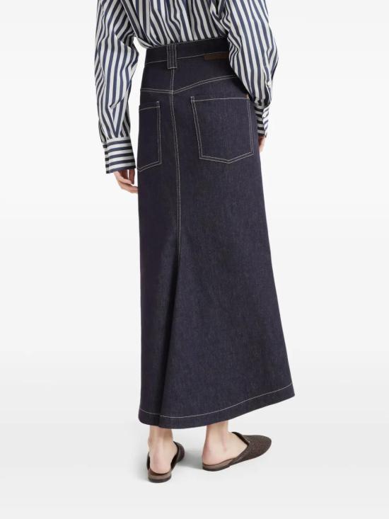 25SS 브루넬로 쿠치넬리 롱 스커트 ML133G3776 C551 BLU - BRUNELLO CUCINELLI