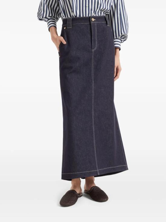 25SS 브루넬로 쿠치넬리 롱 스커트 ML133G3776 C551 BLU - BRUNELLO CUCINELLI